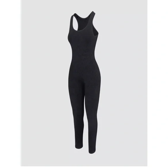 Savage X Fenty Womens Medium Black Ribbed Racerback Activewear Jumpsuit - Picture 1 of 10